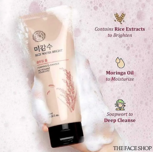 Rice Water Bright Cleansing Foam 100ml | Face Wash for Glowing Skin, Korean Skin Care, For All Skin Types