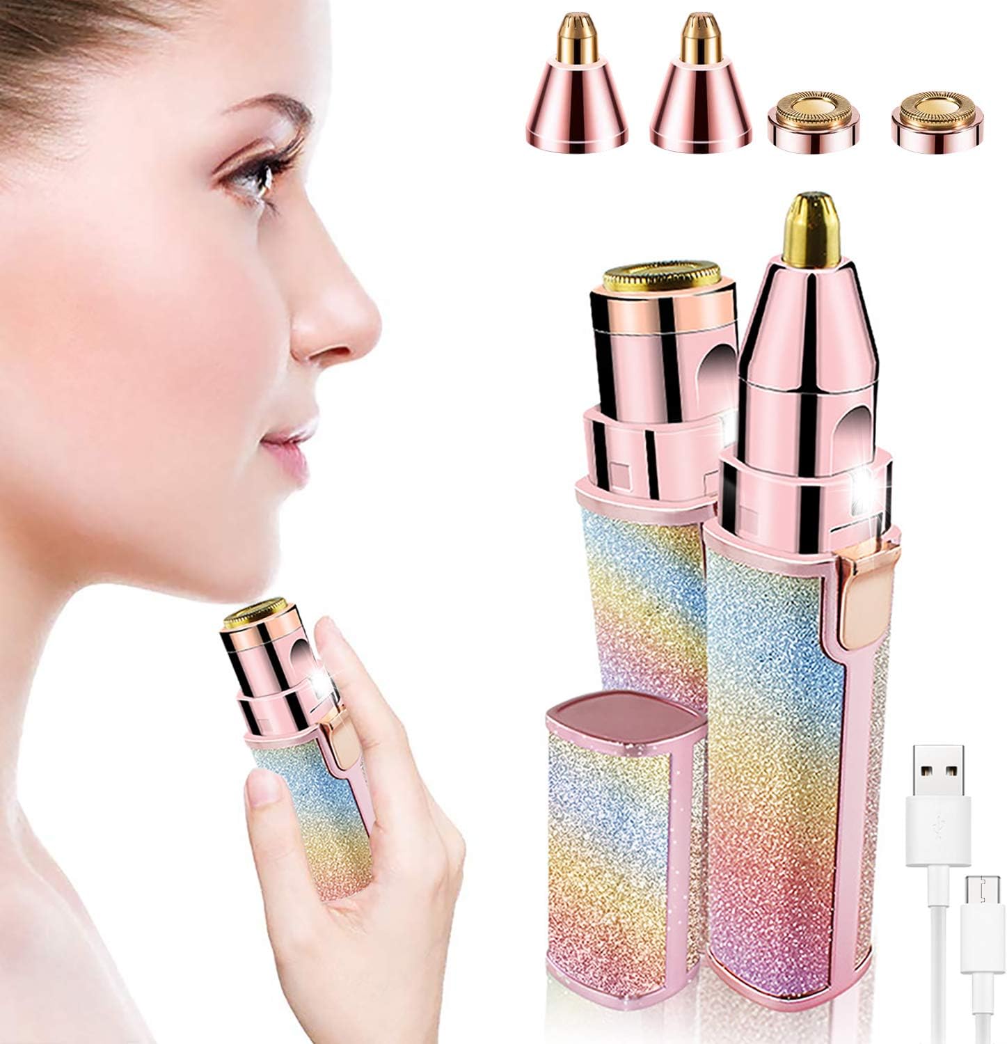 Facial Hair Remover for Women Portable Eyebrow Trimmer 2 in 1